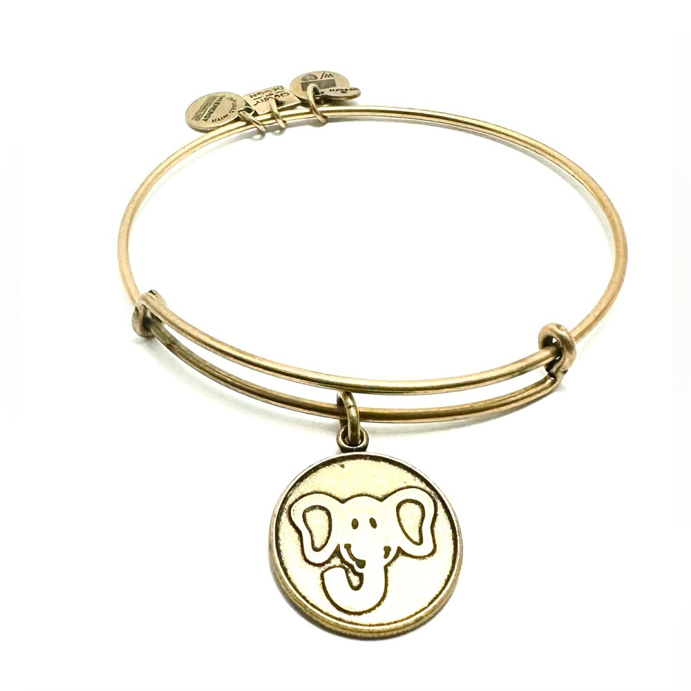 Alex and Ani Gold Elephant EUC Charm Bangle Bracelet - Good Luck Charm